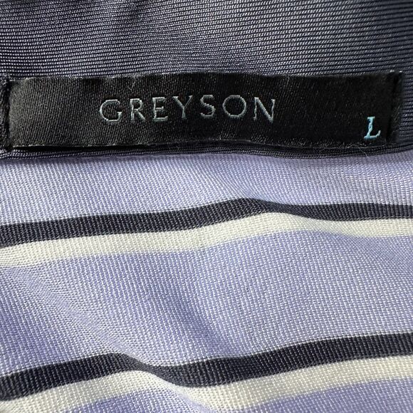 Greyson Polo Shirt Men’s Large Purple Black Striped Short Sleeve Golf Stretch - Picture 6 of 10